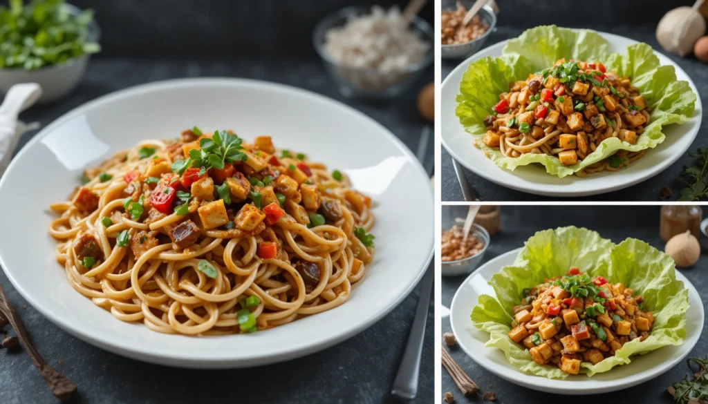 Spicy Ground Beef Stir-Fry Bowl – Quick & Flavor-Packed Dinner 4 Tips and Variations for Spicy Ground Beef Stir-Fry Bowl with noodles, tofu, and lettuce wraps